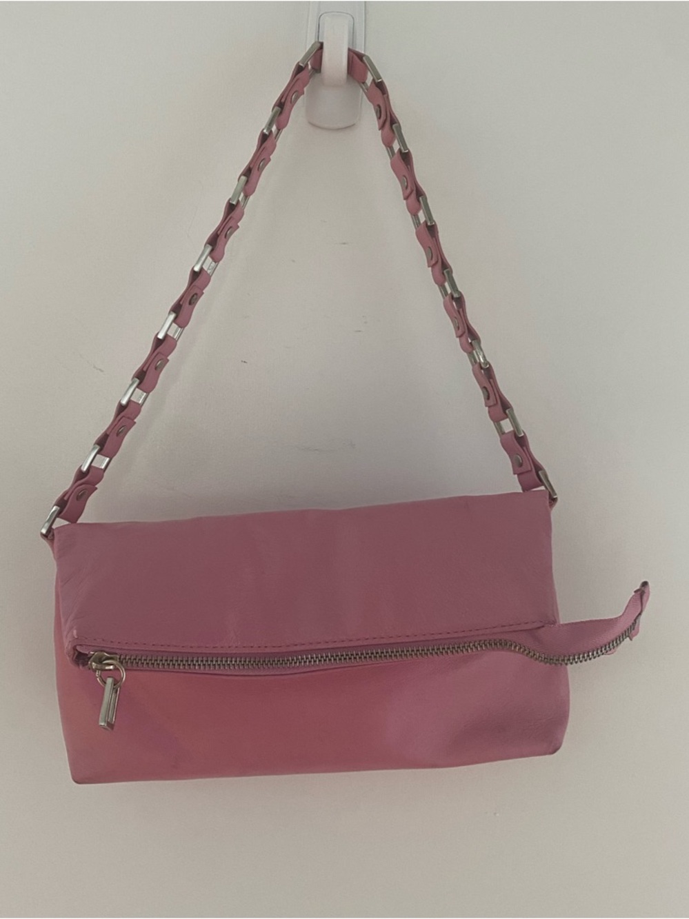 Wilson’s Leather Pink Foldable Shoulder Bag with Chain Strap